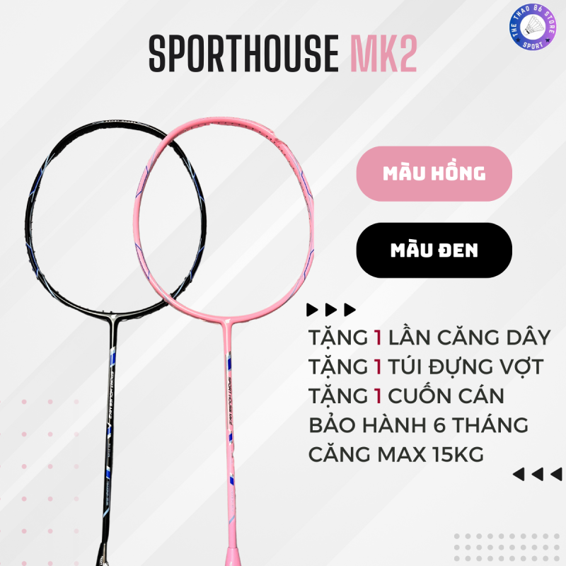 VỢT CẦU LÔNG SPORTHOUSE MK2 ĐEN HỒNG