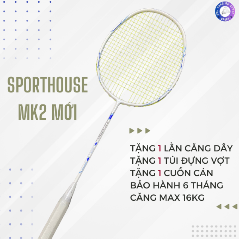 VỢT CẦU LÔNG SPORTHOUSE MK2 TRẮNG