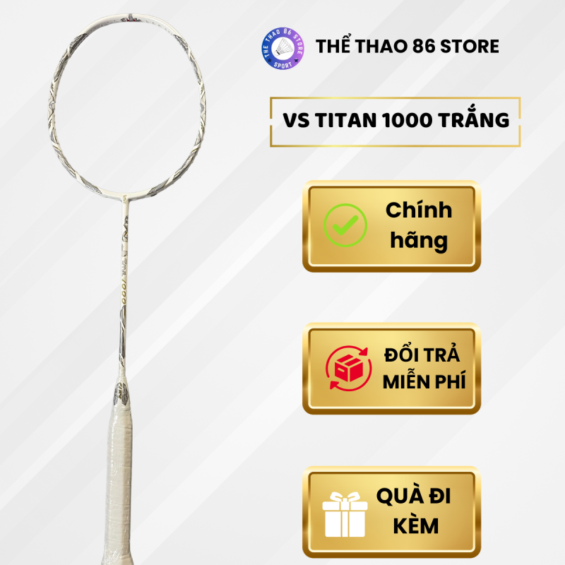 Vợt cầu lông VS Titan 1000 mới 2025 màu trắng vàng